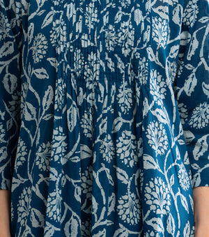 Navy Printed Cotton Dress