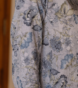 Light Blue Floral Printed Cotton Kurta