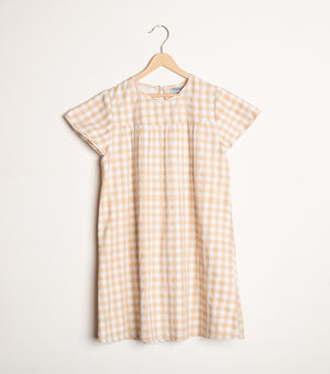 Yellow Chequered cotton dress