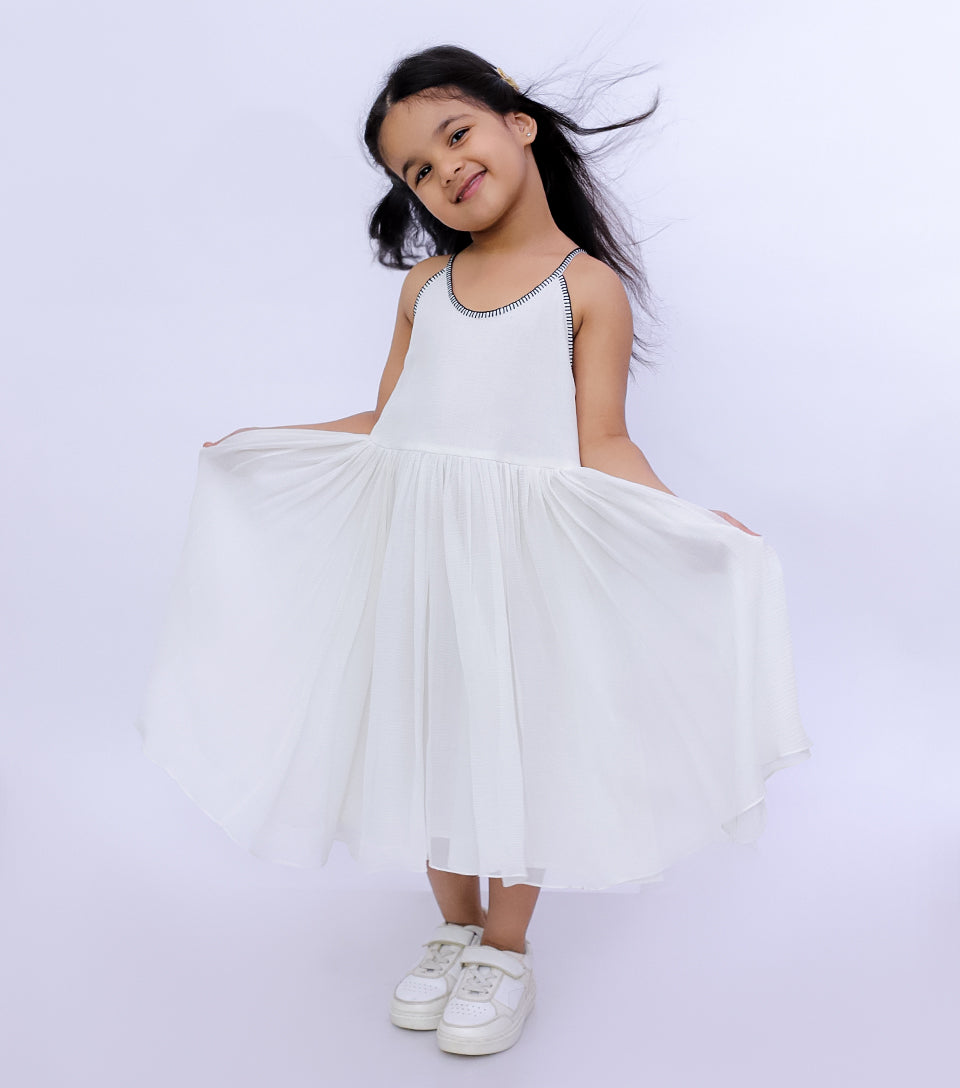 Summer Breeze White Chiffon Dress for Girls