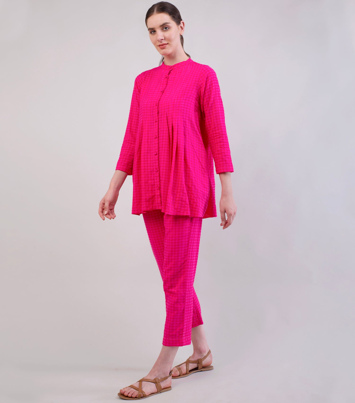 Hot Pink Woven Cotton Co-ord Set