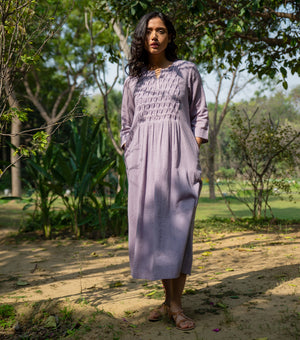 SOFT BREEZE COTTON SMOCKING DRESS