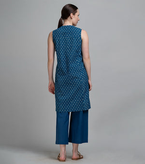 Indigo Printed Cotton Kurta