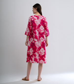 Magenta Printed Cotton Dress