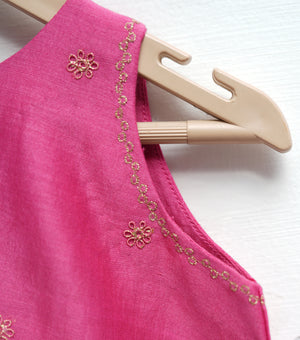 Pink Chanderi Flared Kurta & Sharara Set