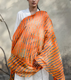 Orange  shibori dupatta