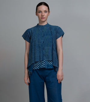 Indigo Stripe Layered Top