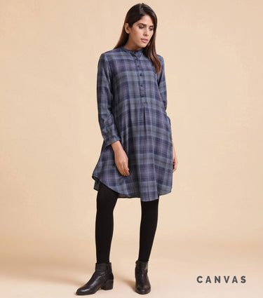 Blue checked woollen tunic