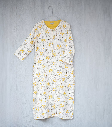 Yellow Printed Cotton Kurta