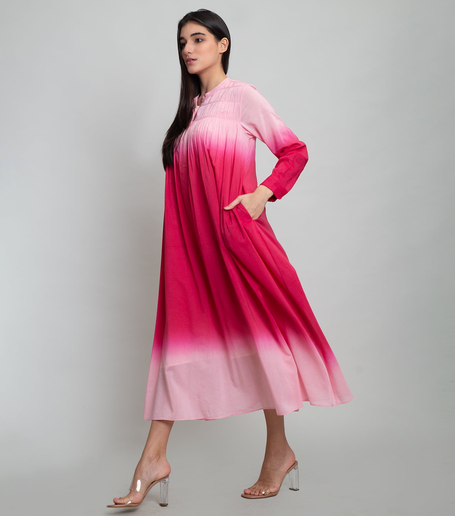 Magenta Pink Ombre Midi Dress – Canvas