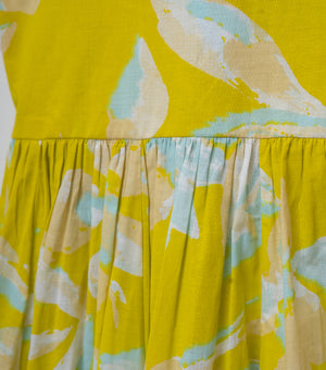 Sunshine Lime Printed Cotton Dress For Girls