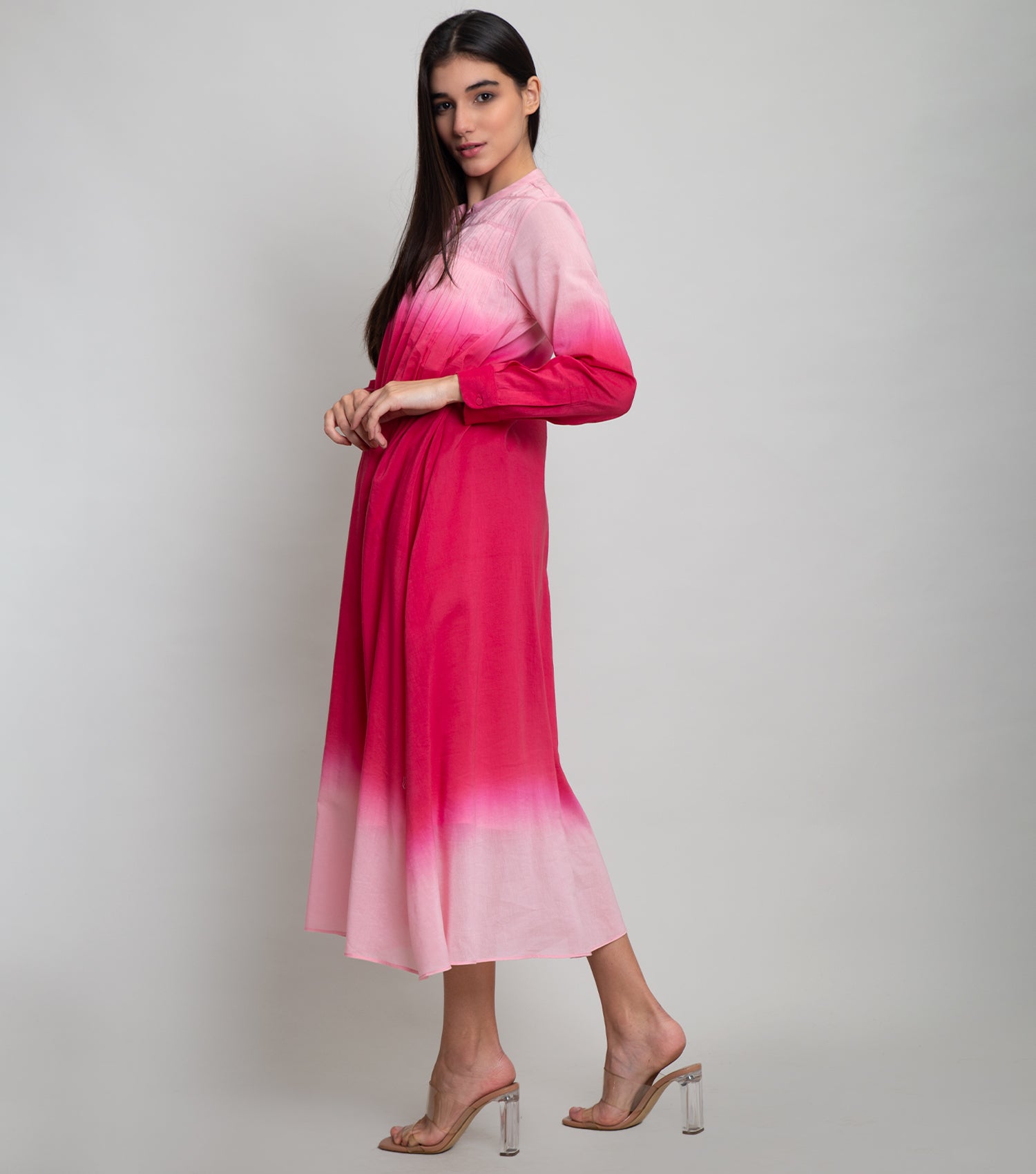 Magenta Pink Ombre Midi Dress – Canvas
