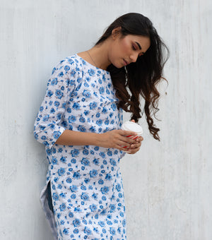 Floral print cotton kurta