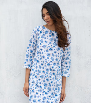 Floral print cotton kurta