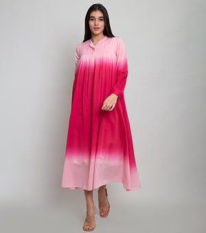 Magenta Pink Ombre Midi Dress