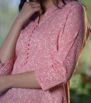 Pink Cotton Printed Kurta Set