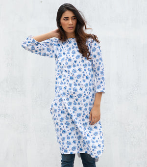 Floral print cotton kurta