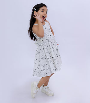 A-Line Bias Cut Printed Summer Dress For Girls
