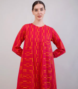 Red Woven Cotton Co-ord Set