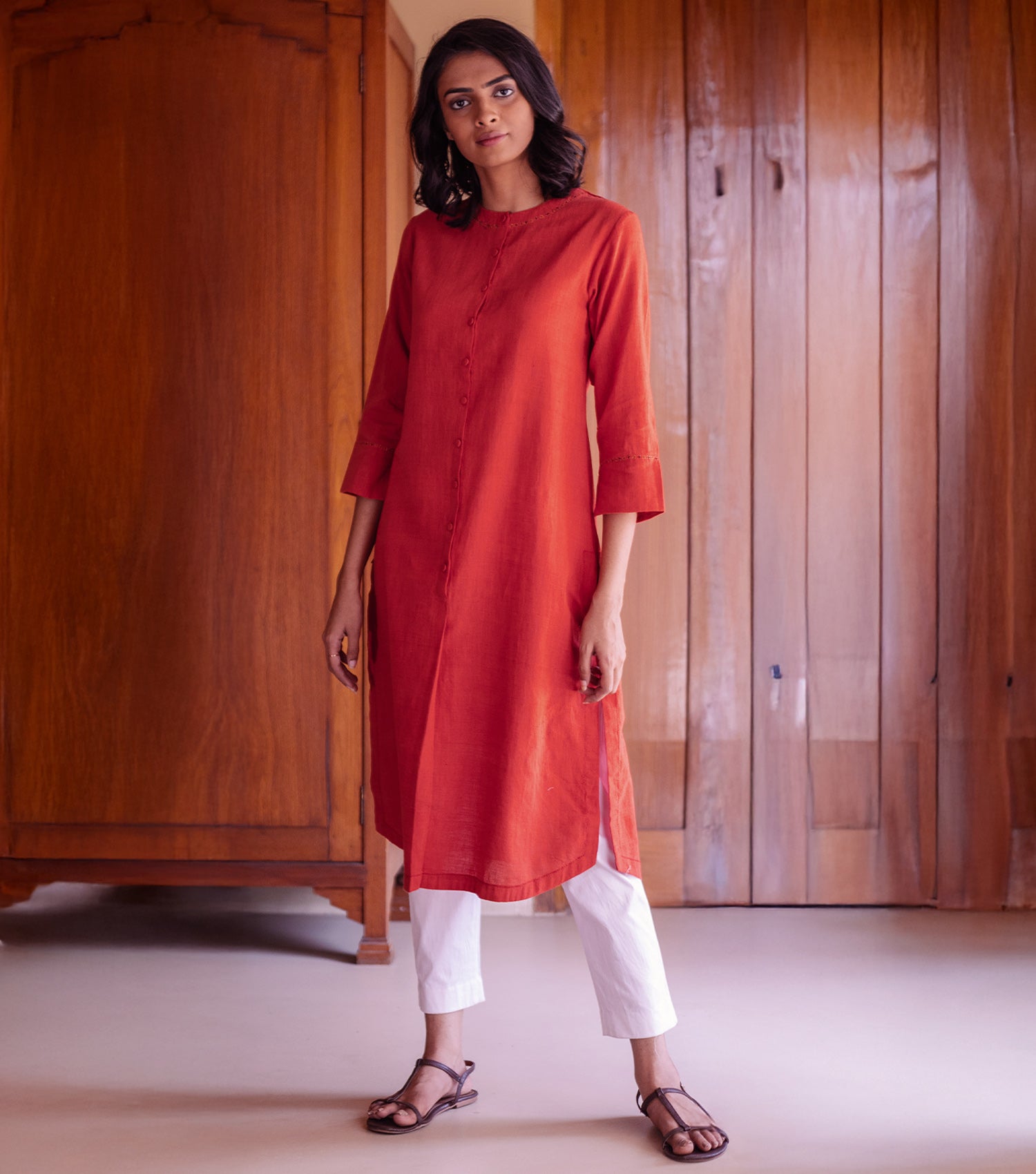 Red Cotton Kurta