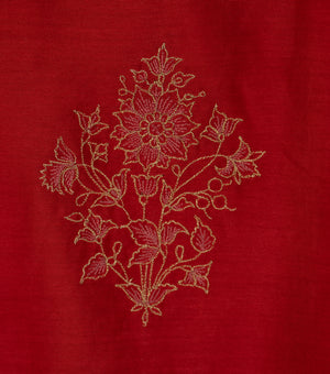 Red Chanderi Embroidered Kurta & Lehenga Set