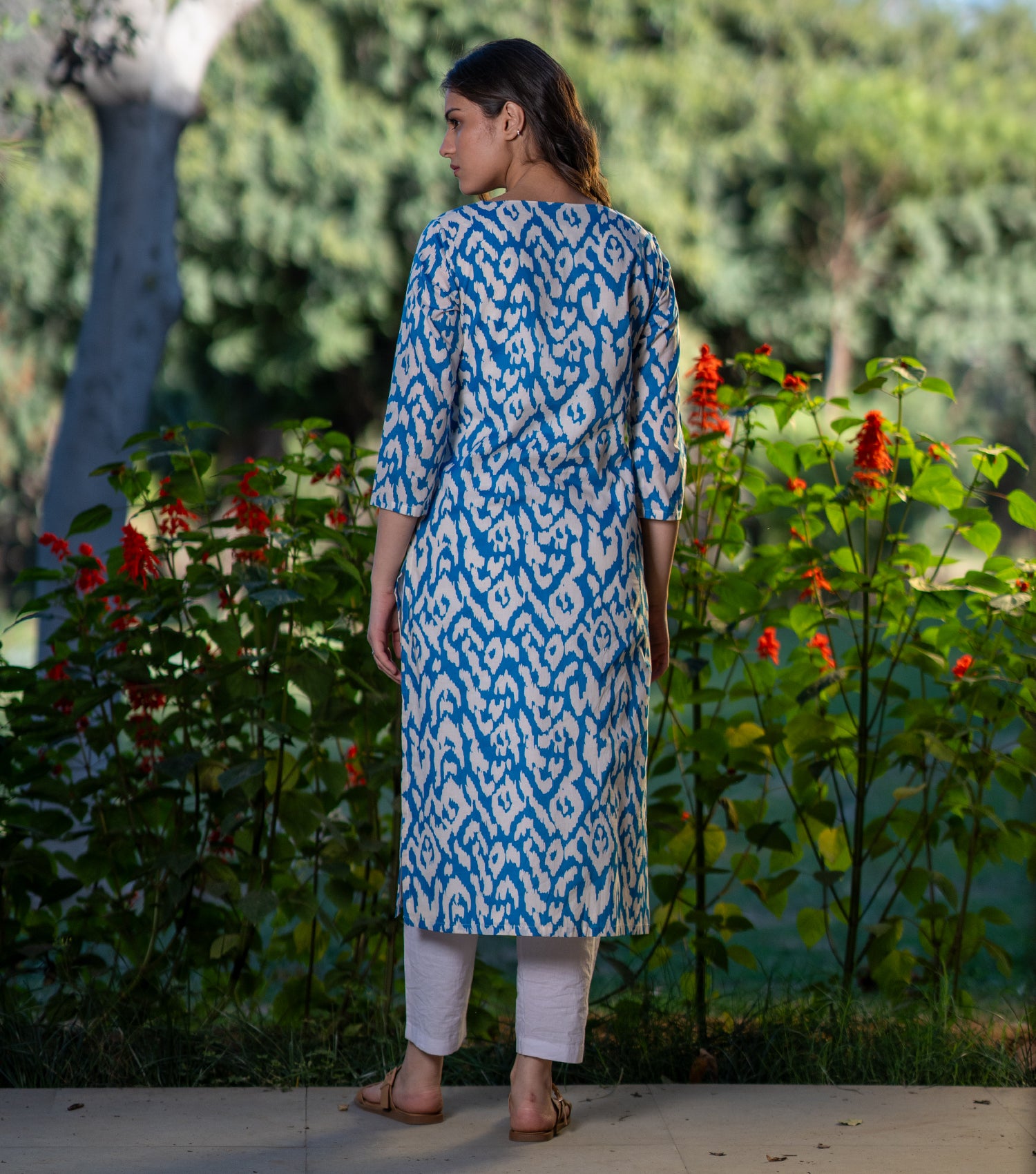 Blue Cotton Printed Kurta Set