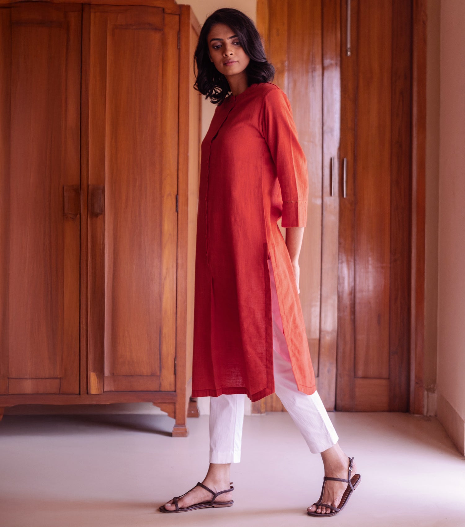 Red Cotton Kurta