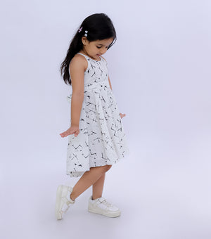A-Line Bias Cut Printed Summer Dress For Girls