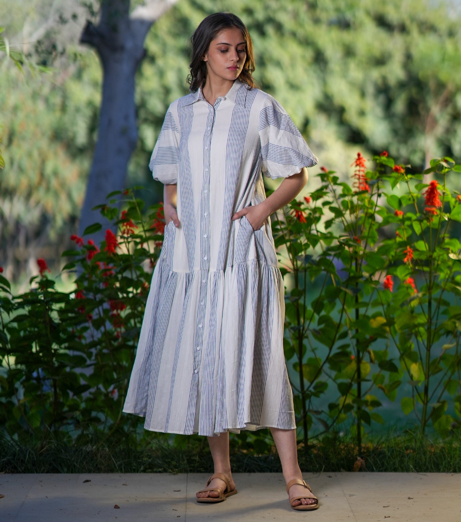 Natural Woven Cotton Dress