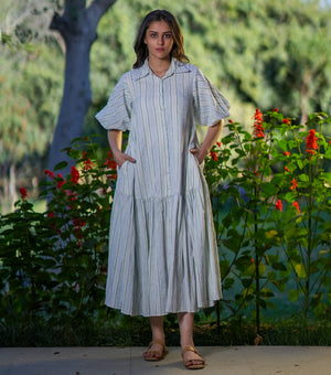 White Woven Cotton Dress