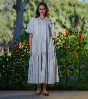 White Woven Cotton Dress