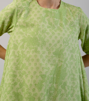 Green Cotton Printed Dress