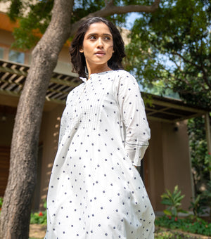 Whimsical Dots and Diamonds Pintucked Dress