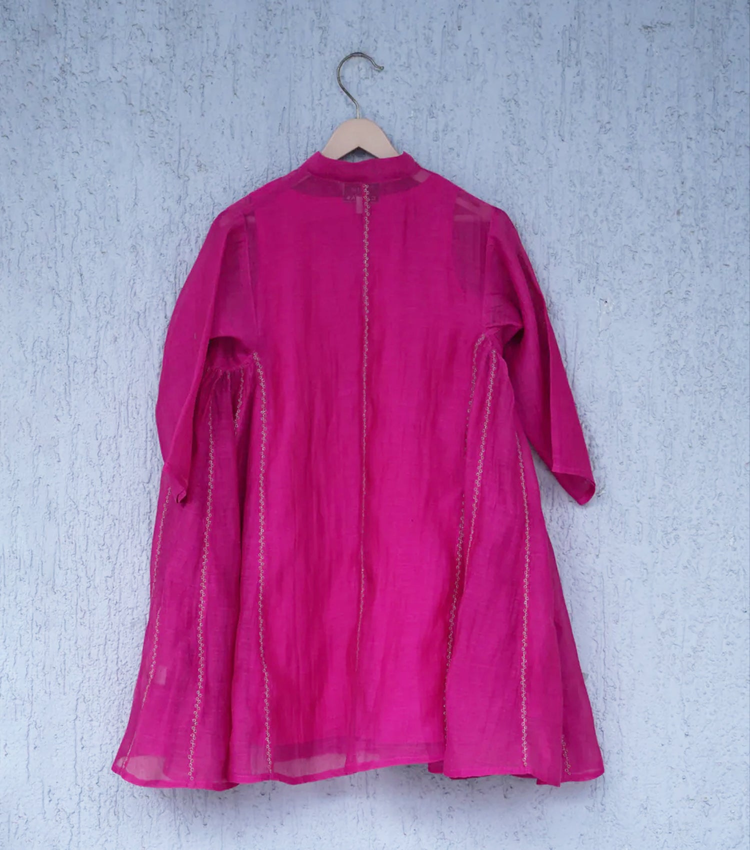 Hot Pink Cotton SIlk Choga & Cotton Pants Set for Girls
