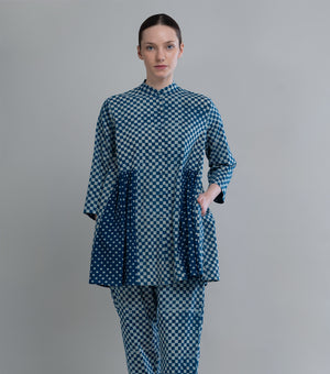 Indigo Mosaic Cotton Tunic