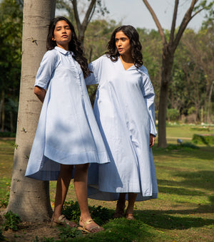 Sky Blue Summer Woven Cotton Dress