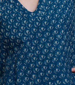Indigo Printed Cotton Kurta