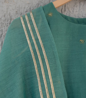 Persian Green Flared Chanderi Kurta & Sharara Set