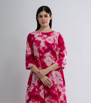 Magenta Printed Cotton Dress