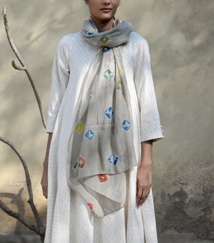 Grey Base Shibori Dupatta