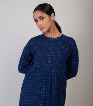 Navy Cotton Printed tunic