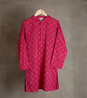 Hot Pink Woven Cotton Kurta