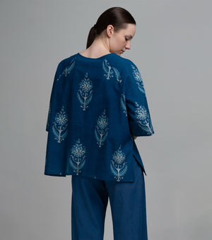 Indigo Floral Printed Top