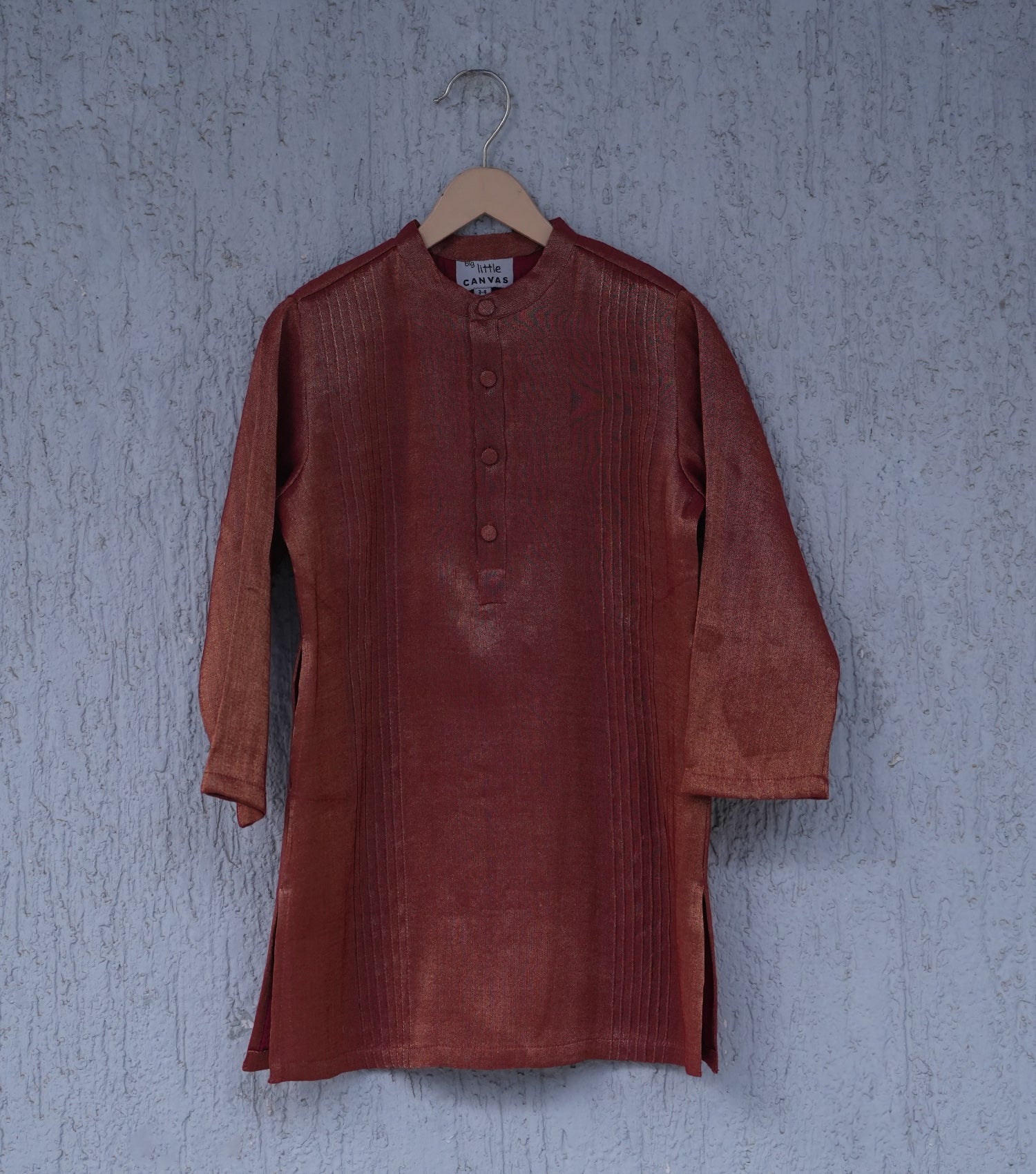 Rusty Orange Tissue Festive Kurta for Boys