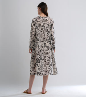 Off White Printed Cotton Dress