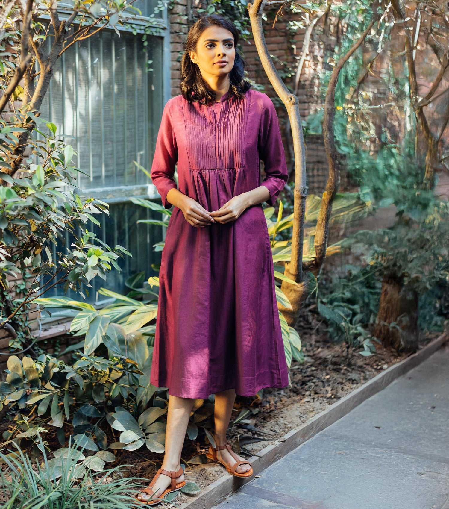 Purple Cotton Silk Dress