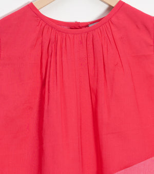 Color Block Magenta Sleeveless Dress For Girls