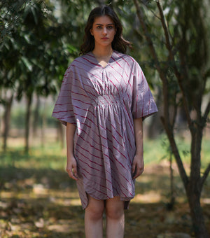 Grey Printed Cotton Kaftan