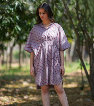Grey Printed Cotton Kaftan