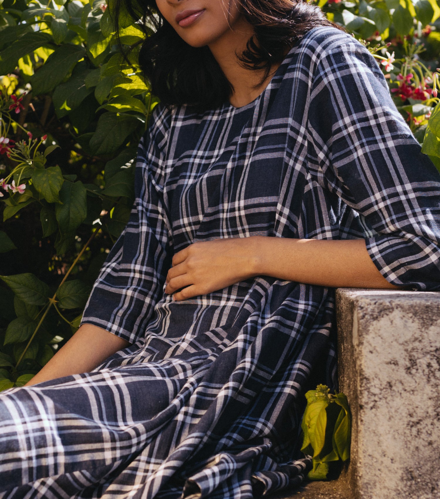 Blue checked cotton Dress